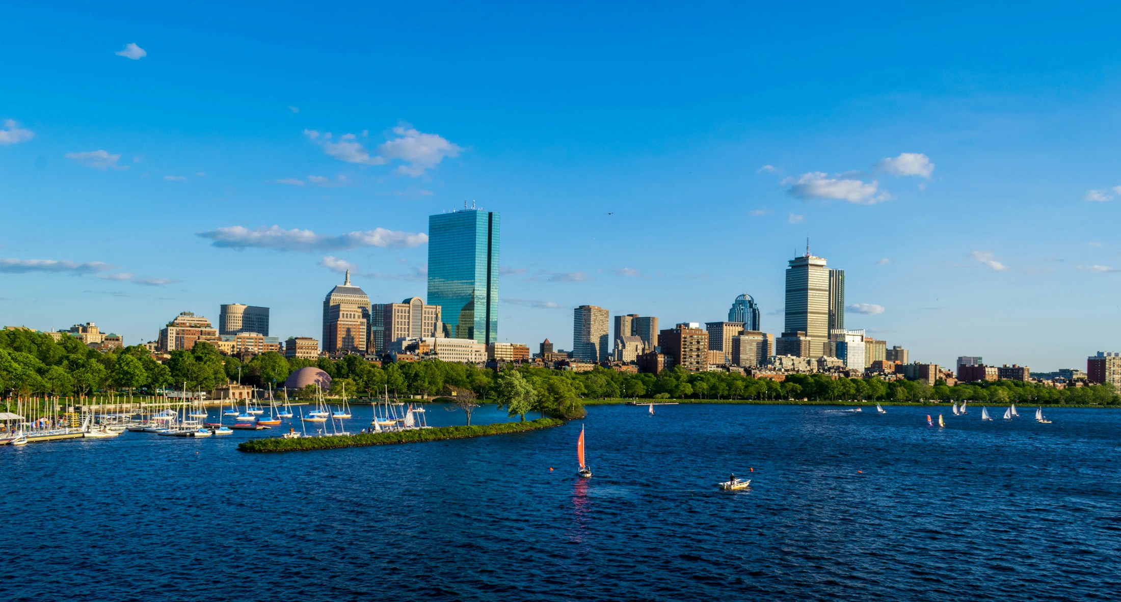 Boston skyline across the water